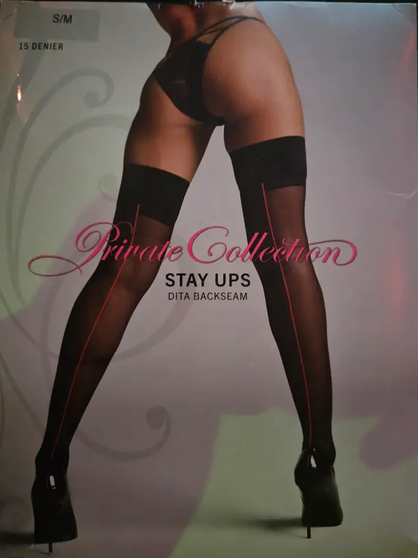 Private Collection – Stay Ups “Dita Backseam” (15 Denier) schwarz Grösse: S/M